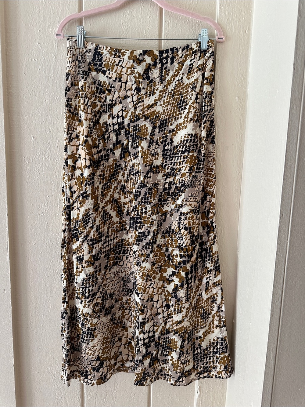 NEW ANTHROPOLOGIE TILDA MAXI SKIRT BROWN SNAKE PRINT WOW M